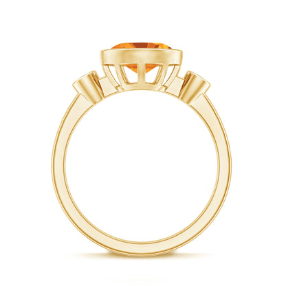 Natural 1 Carat Citrine Diamond Oval Engagement Ring in Bezel Set