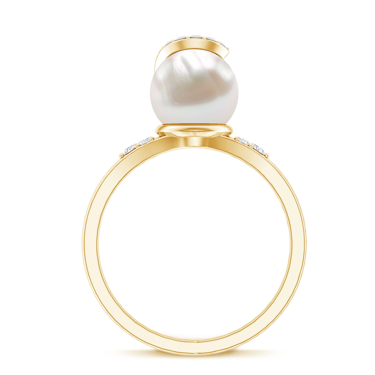 Natural 7.4 Carat Freshwater Pearl Engagement Ring with Diamond for Women
