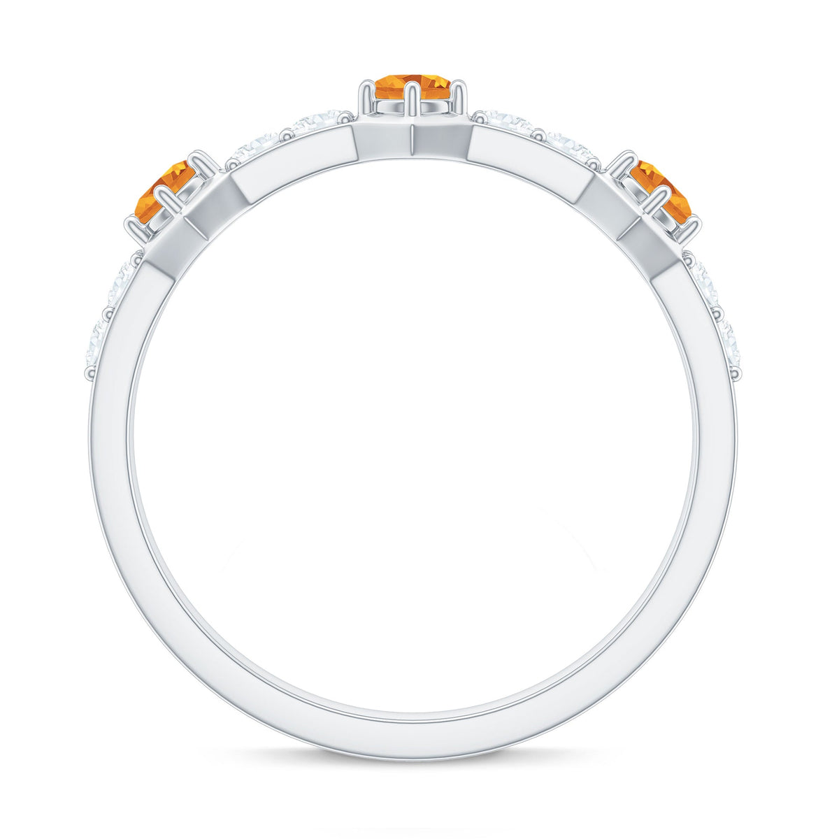 Genuine Citrine Diamond Half Eternity Ring for Anniversary