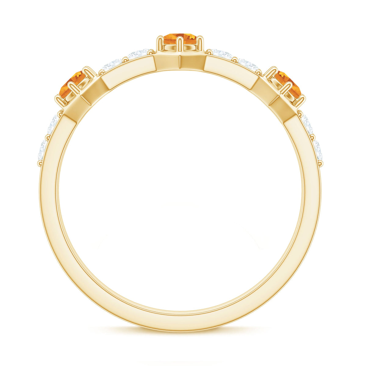 Genuine Citrine Diamond Half Eternity Ring for Anniversary