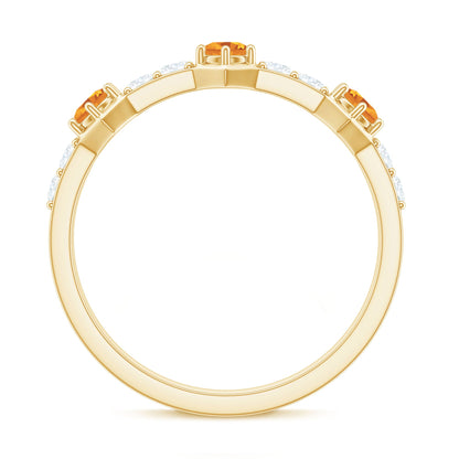 Genuine Citrine Diamond Half Eternity Ring for Anniversary