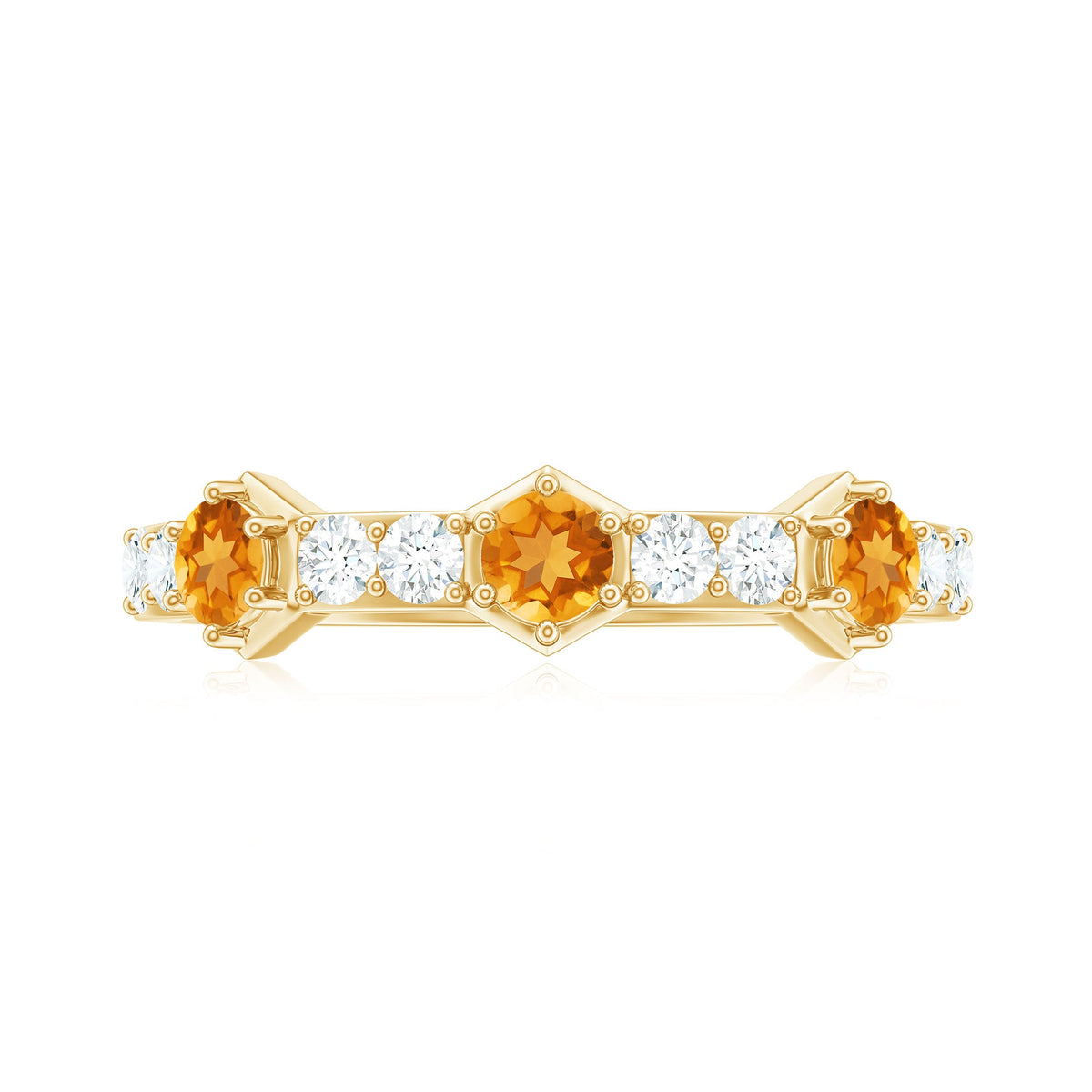 Genuine Citrine Diamond Half Eternity Ring for Anniversary