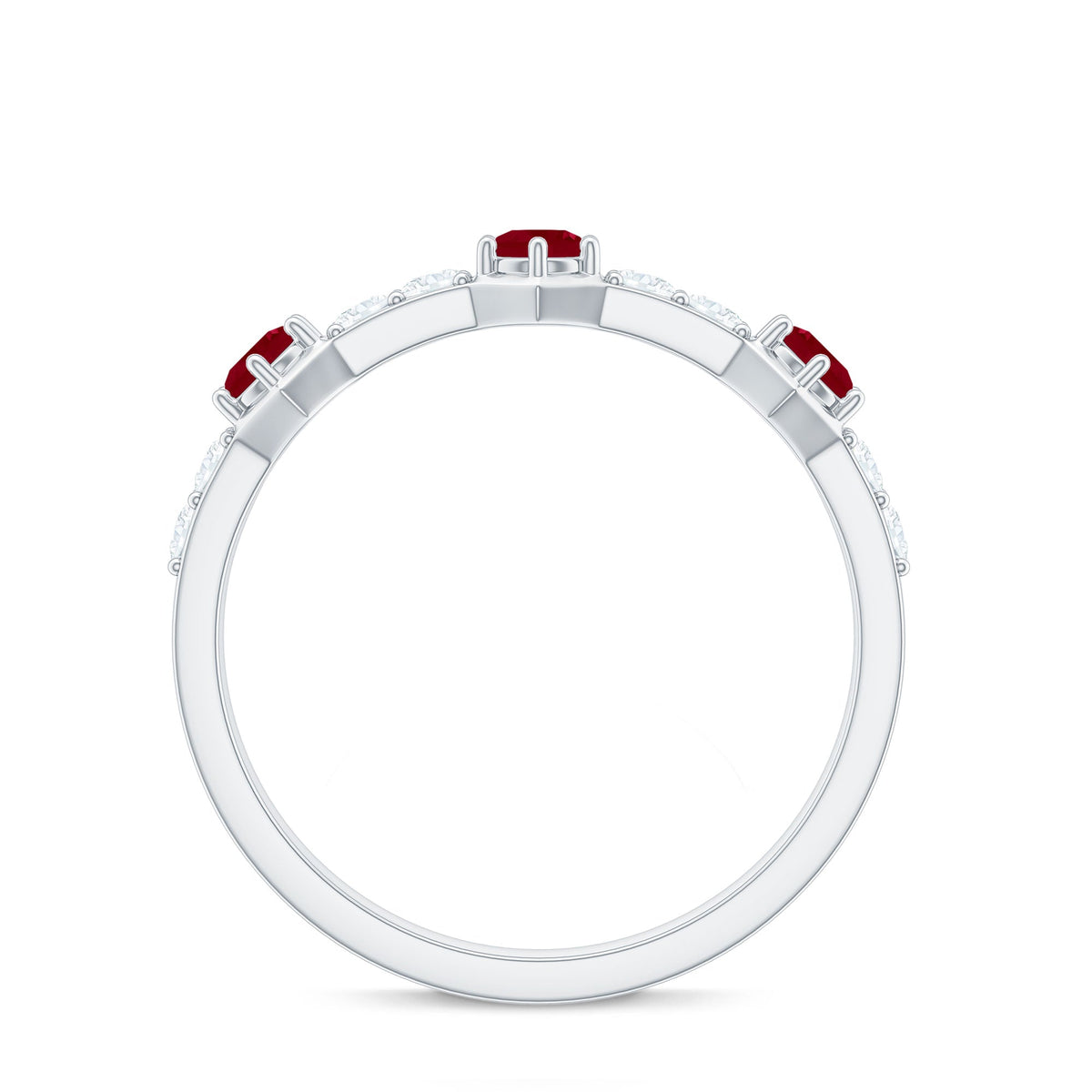 Natural Ruby Diamond Half Eternity Ring for Women