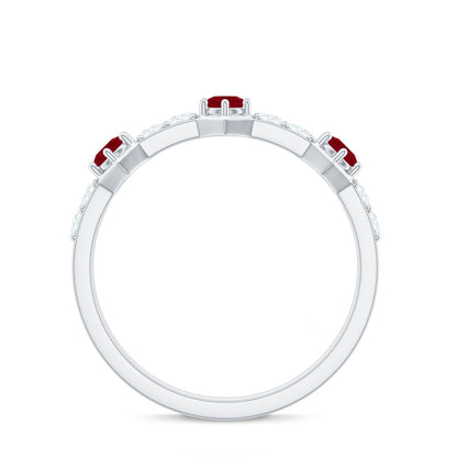 Natural Ruby Diamond Half Eternity Ring for Women