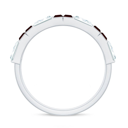 Certified Real Baguette Garnet Half Eternity Wedding Band