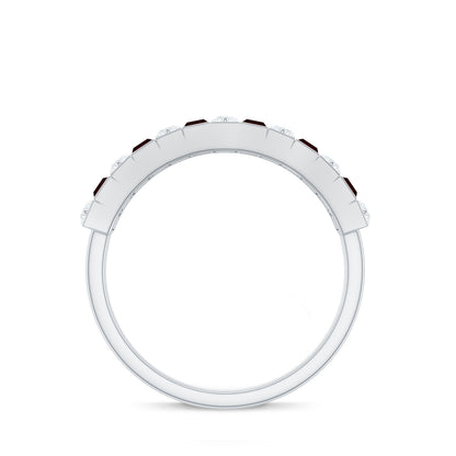Classic Garnet Baguette Eternity Wedding Band with Diamond
