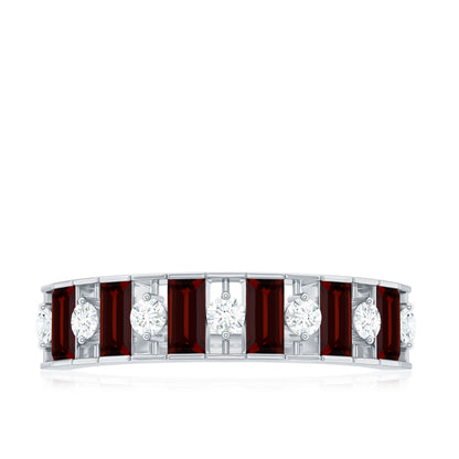 Classic Garnet Baguette Eternity Wedding Band with Diamond