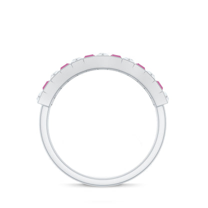 Alternate Pink Tourmaline and Diamond Half Eternity Ring
