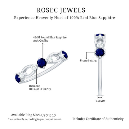 Natural Blue Sapphire Promise Ring with Diamond
