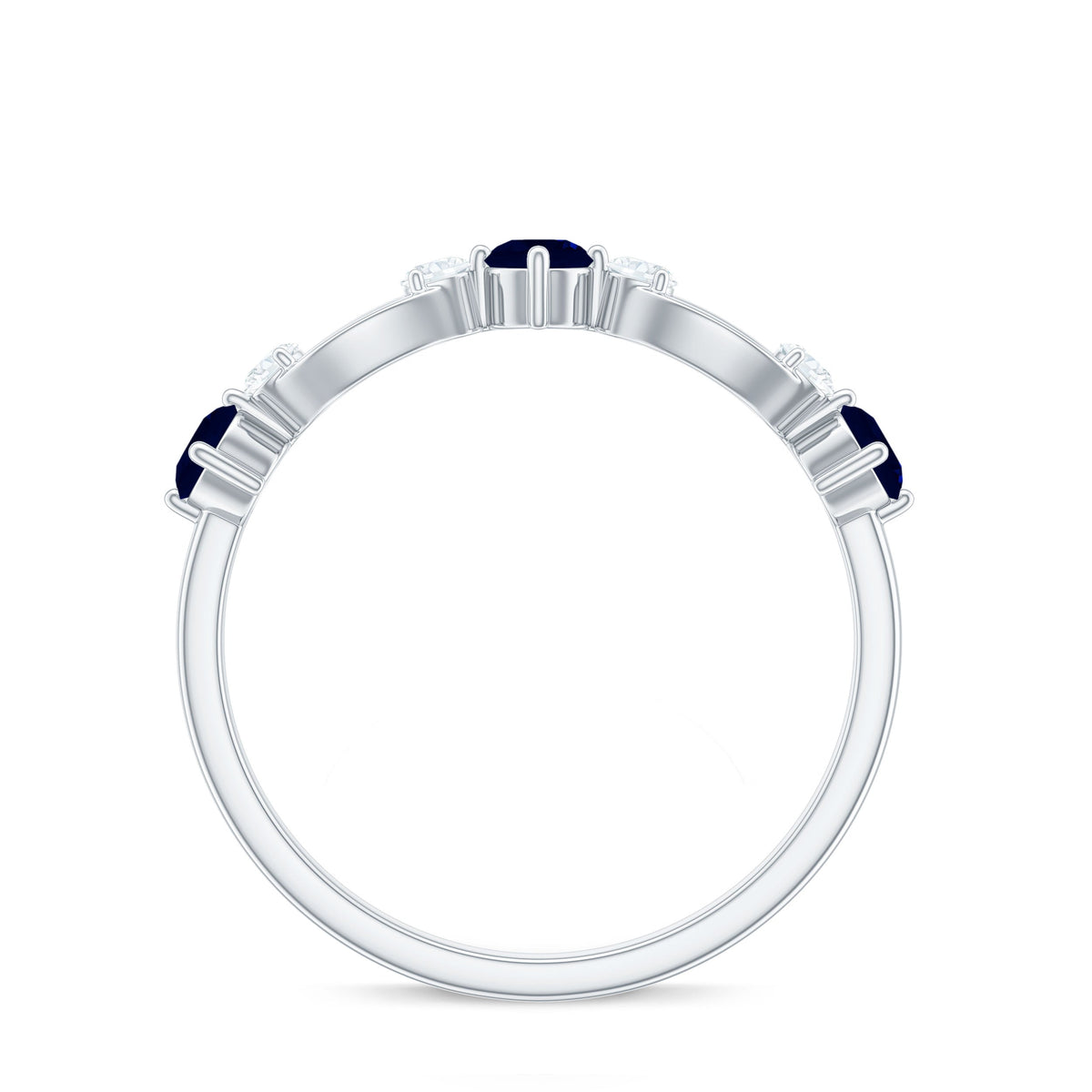 Natural Blue Sapphire Promise Ring with Diamond