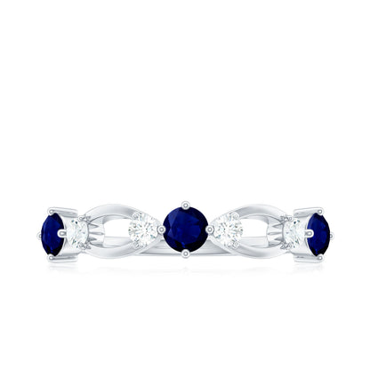 Natural Blue Sapphire Promise Ring with Diamond