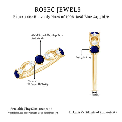 Natural Blue Sapphire Promise Ring with Diamond