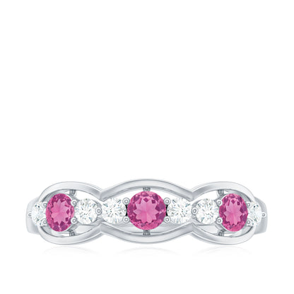 Pink Tourmaline and Diamond Wedding Anniversary Band Ring