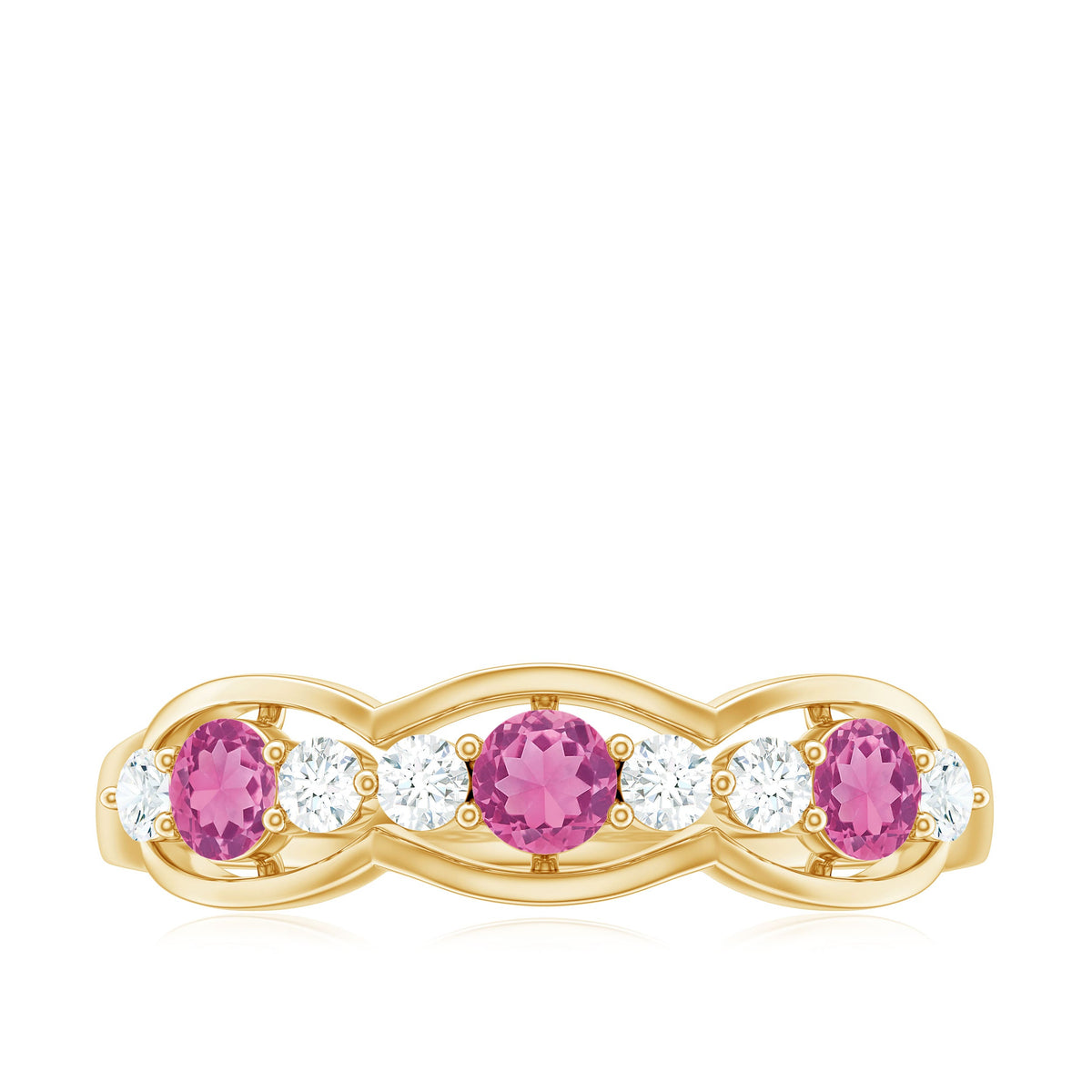 Pink Tourmaline and Diamond Wedding Anniversary Band Ring
