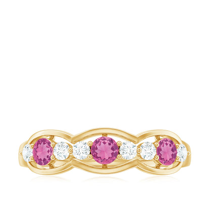Pink Tourmaline and Diamond Wedding Anniversary Band Ring