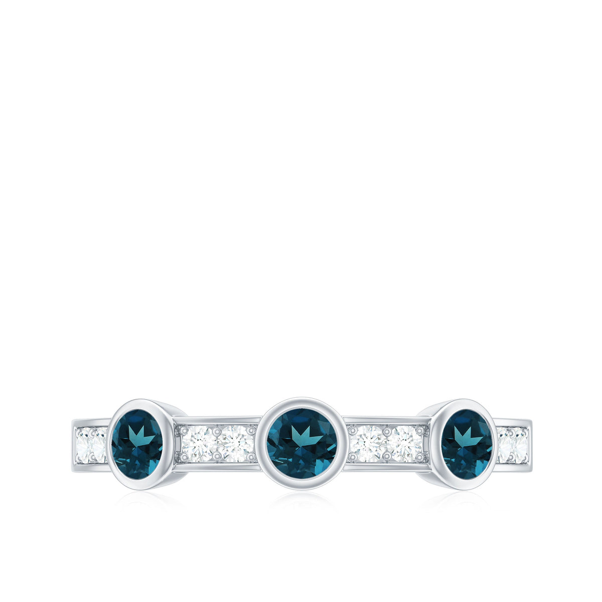 Bezel Set London Blue Topaz Half Eternity Band with Diamond