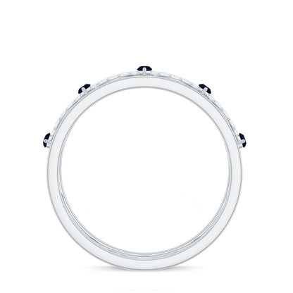 Natural Blue Sapphire Infinity Wedding Band with Diamond