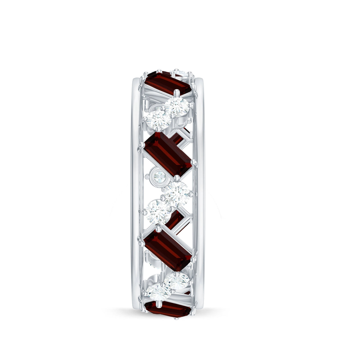 Certified Real Garnet Diamond Wide Eternity Band