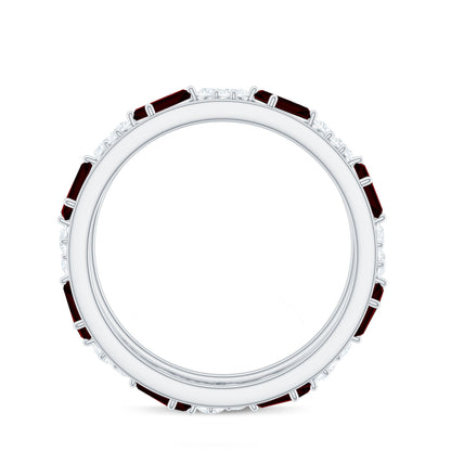 Certified Real Garnet Diamond Wide Eternity Band