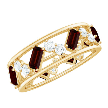 Certified Real Garnet Diamond Wide Eternity Band