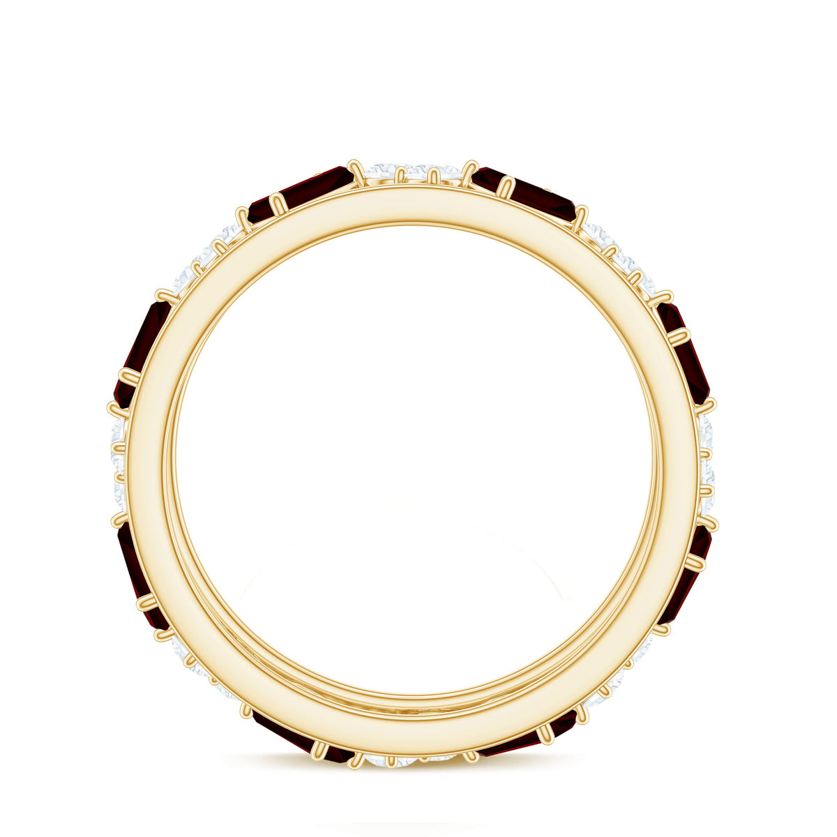 Certified Real Garnet Diamond Wide Eternity Band
