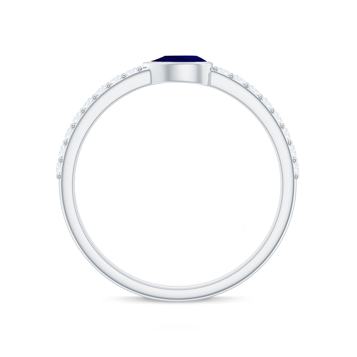 Real Pear Shape Blue Sapphire Promise Ring with Diamond
