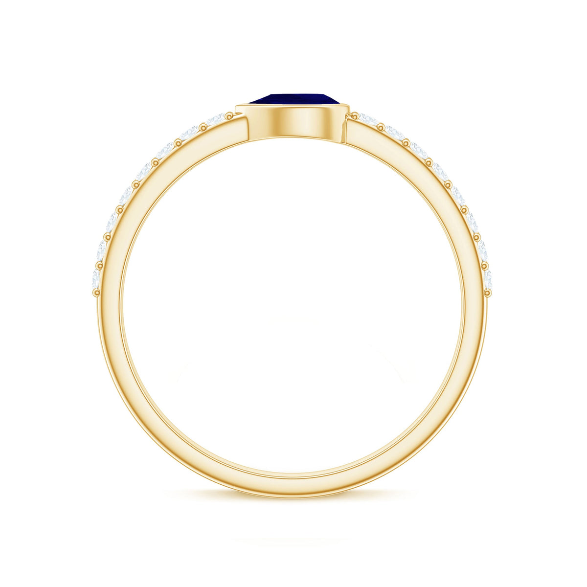 Real Pear Shape Blue Sapphire Promise Ring with Diamond