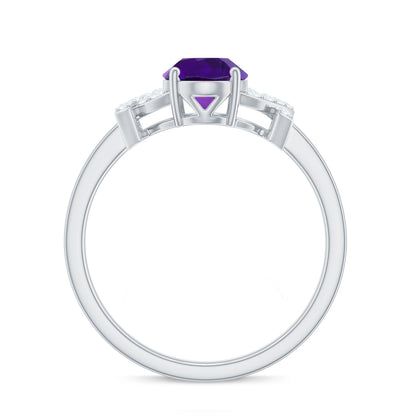 Real 1 Carat Amethyst Oval Engagement Ring with Diamond Split Shank