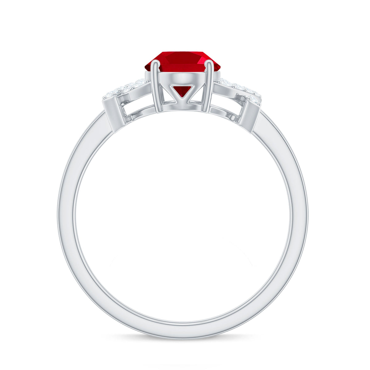 Certified 1.5 Carat Lab Grown Ruby Oval Engagement Ring with Diamond Split Shank