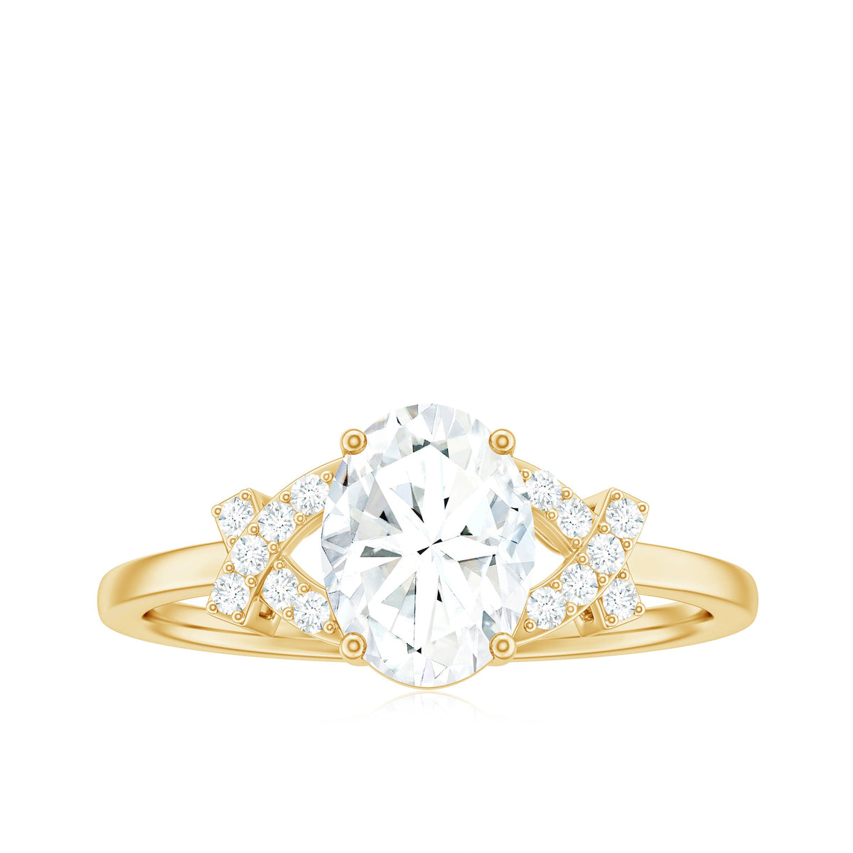 Certified Moissanite Oval Engagement Ring in Split Shank