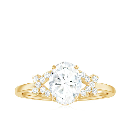 Certified Moissanite Oval Engagement Ring in Split Shank