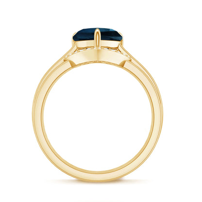 2 Carat London Blue Topaz Heart Ring Set with Diamond