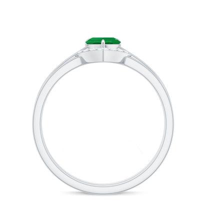 Natural Heart Shape Emerald Diamond Wedding Ring Set with Certificate