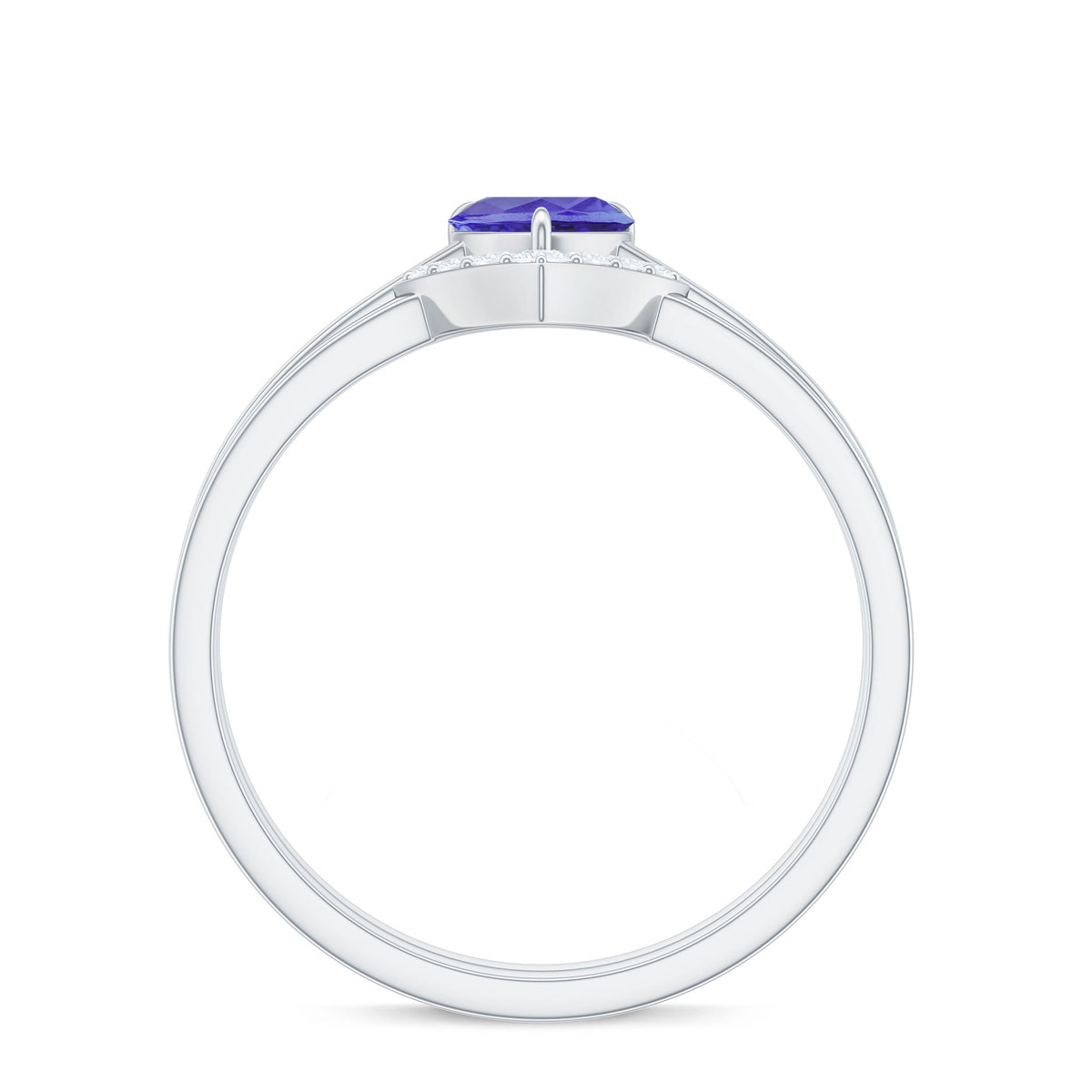 Natural Heart Shape Tanzanite Diamond Wedding Engagement Ring Set