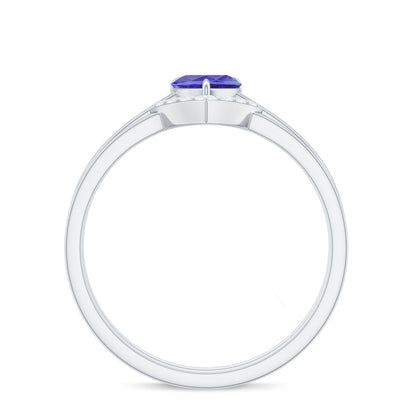 Natural Heart Shape Tanzanite Diamond Wedding Engagement Ring Set