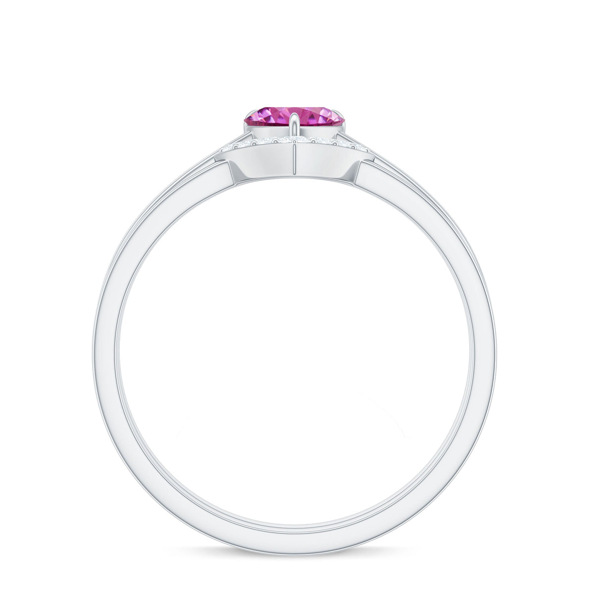 Pink Tourmaline Heart Ring Set with Diamond
