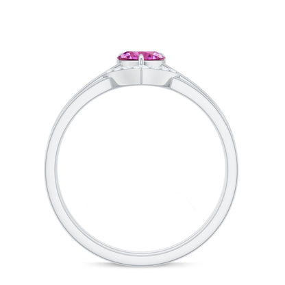 Pink Tourmaline Heart Ring Set with Diamond