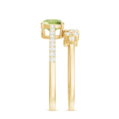 Certified Real 2 Carat Cushion Cut Peridot Engagement Ring with Diamond Enhancer