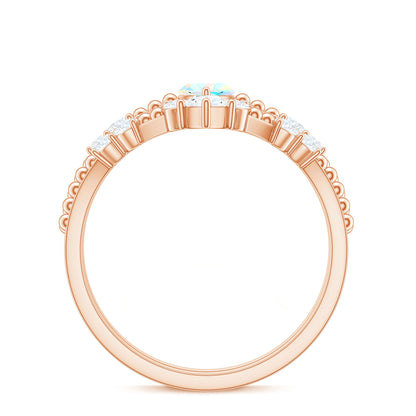 Certified 0.5 Carat Real Ethiopian Opal Marquise Engagement Wedding Ring Set of 2