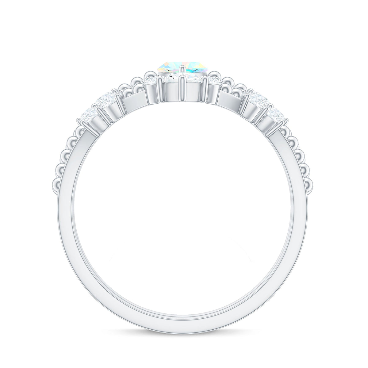 Certified 0.5 Carat Real Ethiopian Opal Marquise Engagement Wedding Ring Set of 2