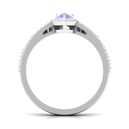 0.8 Carat Vintage Looking Tanzanite Diamond Wedding Bridal Ring Set of 2