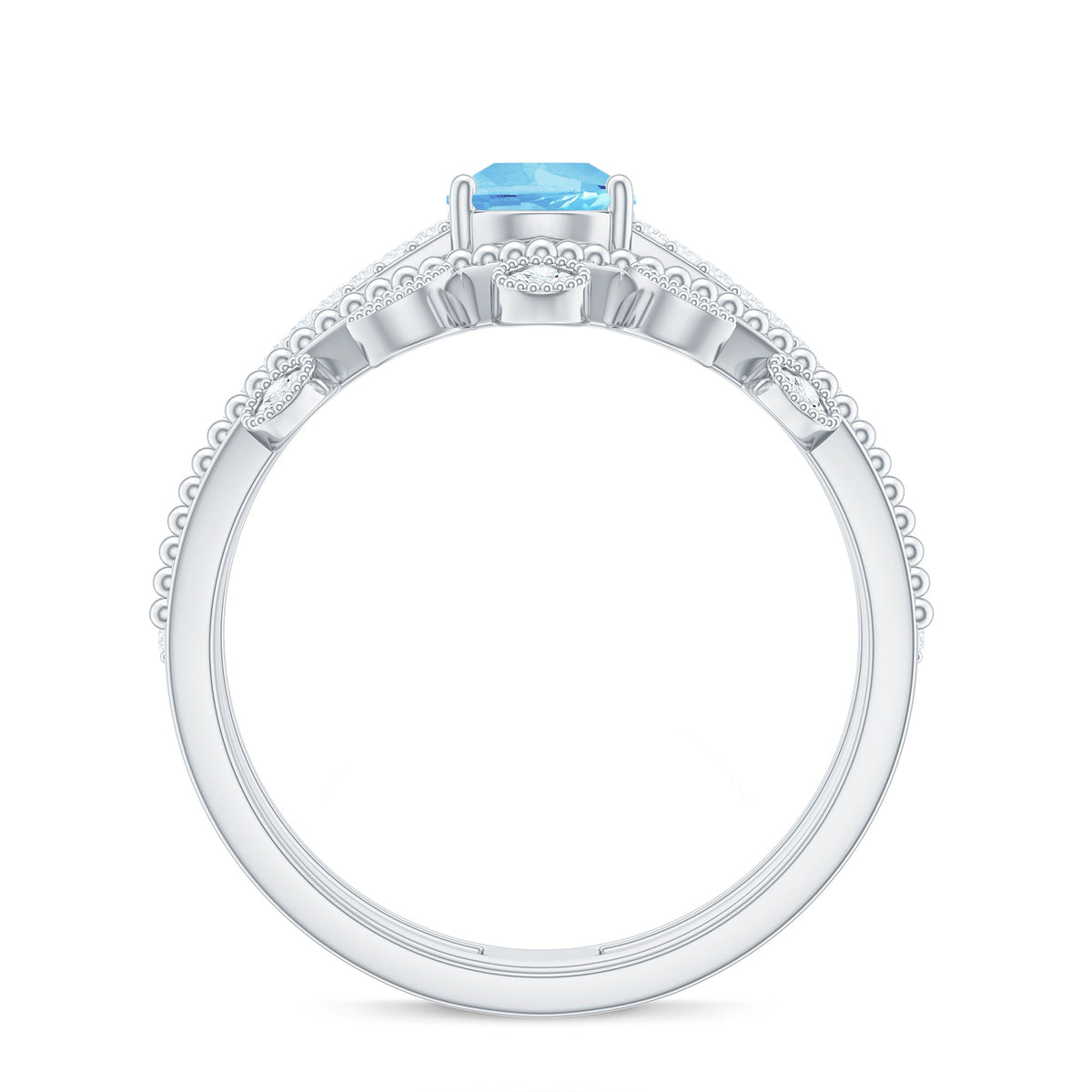 1 Carat Aquamarine and Diamond Teardrop Engagement Ring with Enhancer