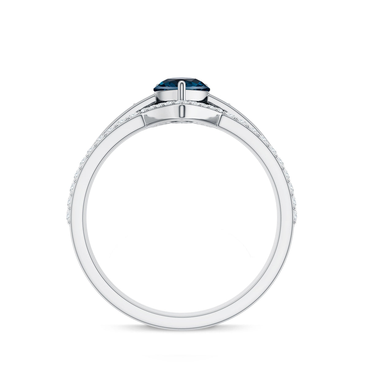 Pear Shape London Blue Topaz and Diamond Trio Ring Set