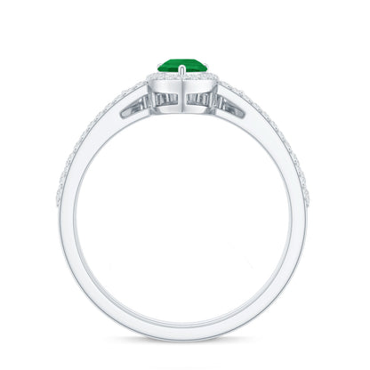 0.3 Carat Natural Emerald Diamond Pear Shaped Engagement Wedding Ring Set of 2