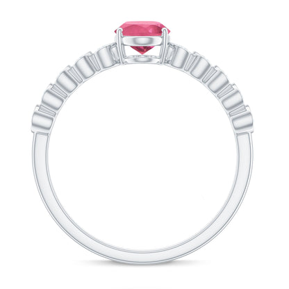 1 Carat Oval Pink Tourmaline Solitaire Engagement Ring with Diamond