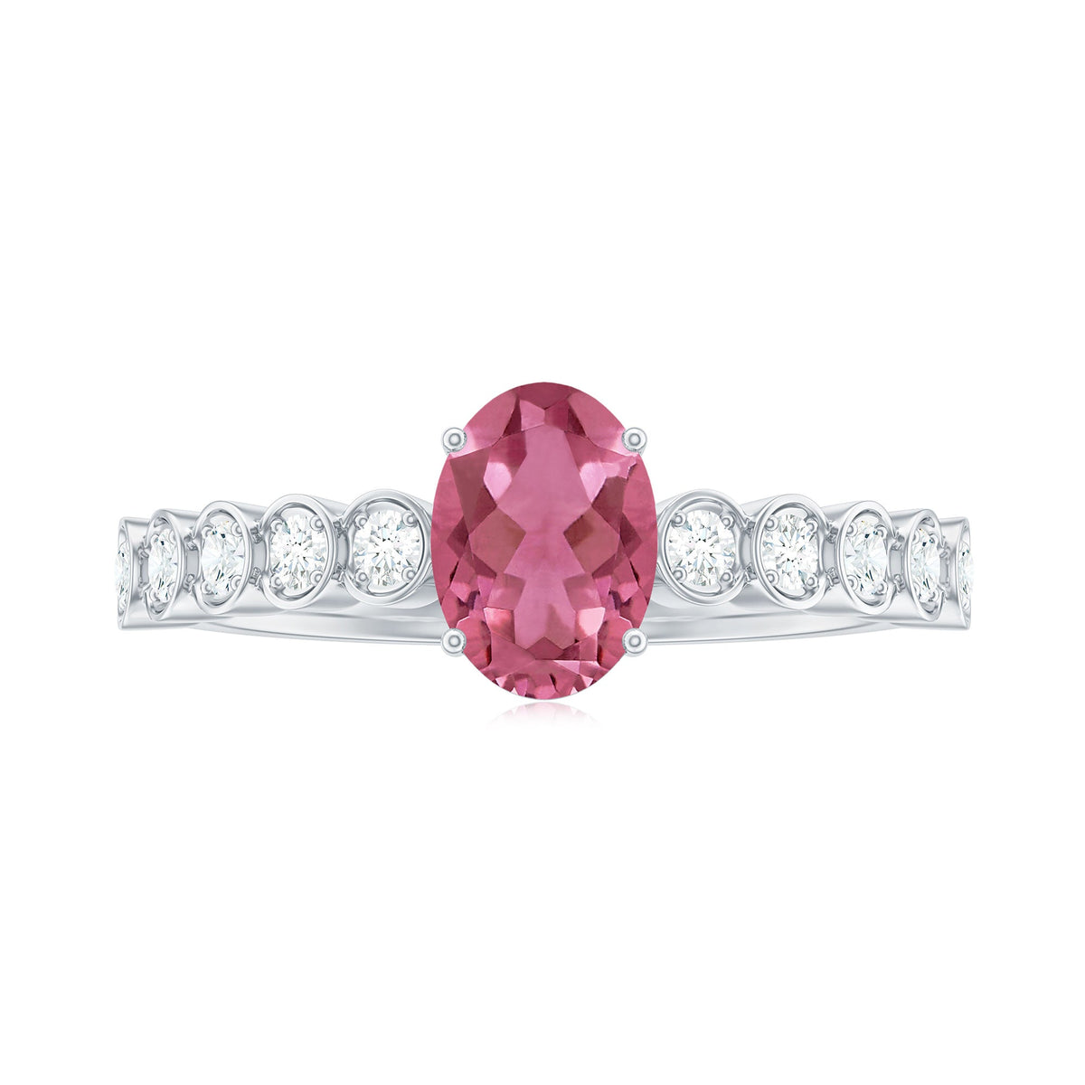 1 Carat Oval Pink Tourmaline Solitaire Engagement Ring with Diamond