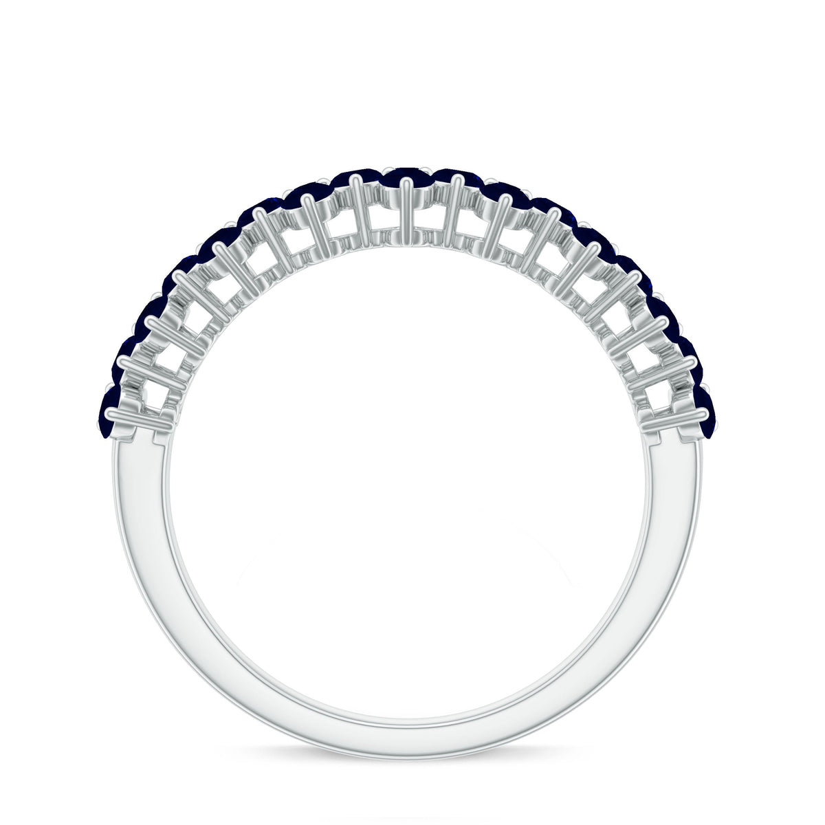 Natural Blue Sapphire Half Eternity Anniversary Ring