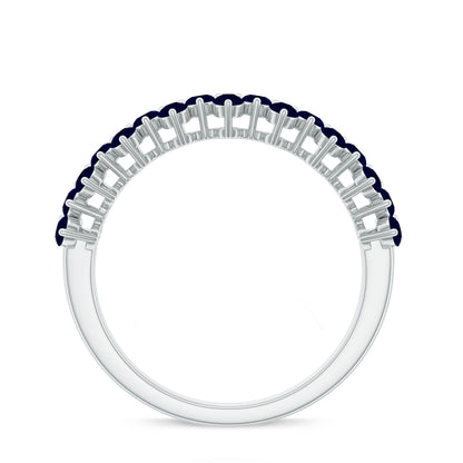 Natural Blue Sapphire Half Eternity Anniversary Ring