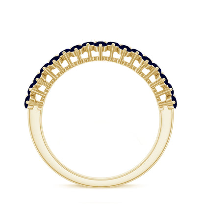 Natural Blue Sapphire Half Eternity Anniversary Ring