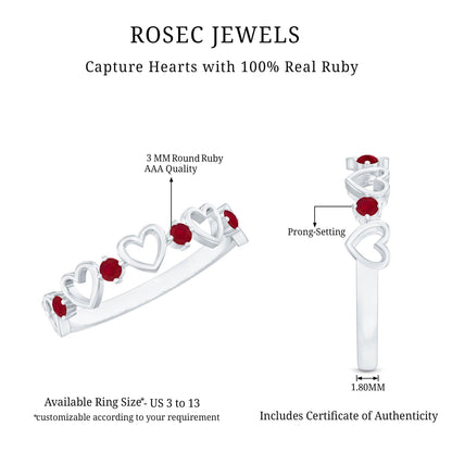 Natural Ruby Heart Eternity Ring for Promise